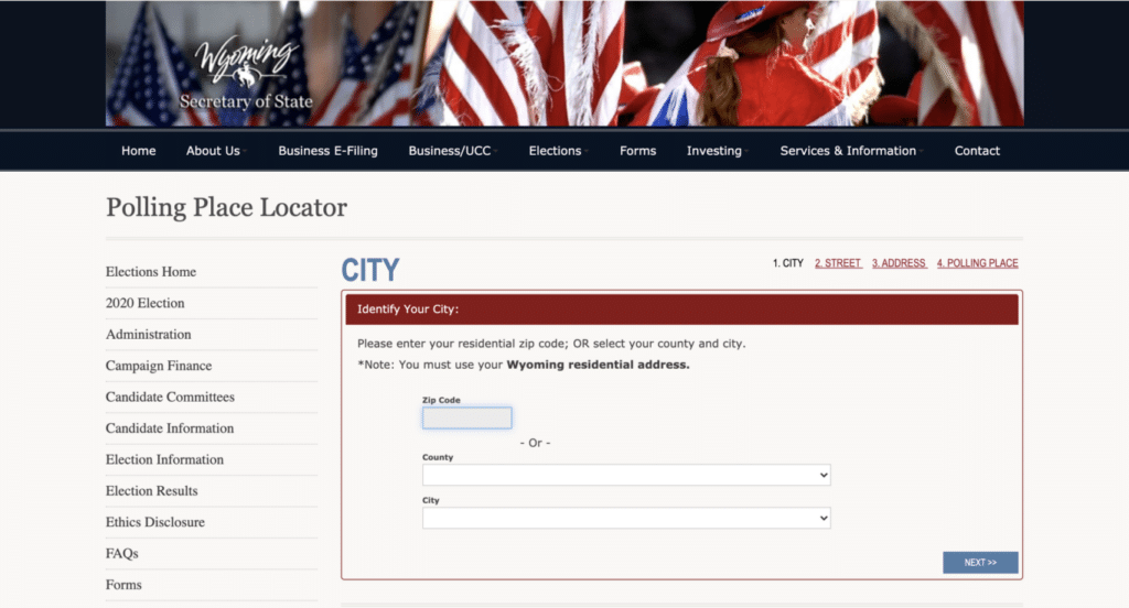 Wyoming Secretary of State Polling Place Locater